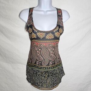 Vintage y2k 90s patterned boho chiffon tank top